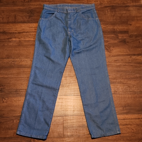 Men Wrangler Regular Fit Stretch Blue Jeans. - Picture 4 of 5